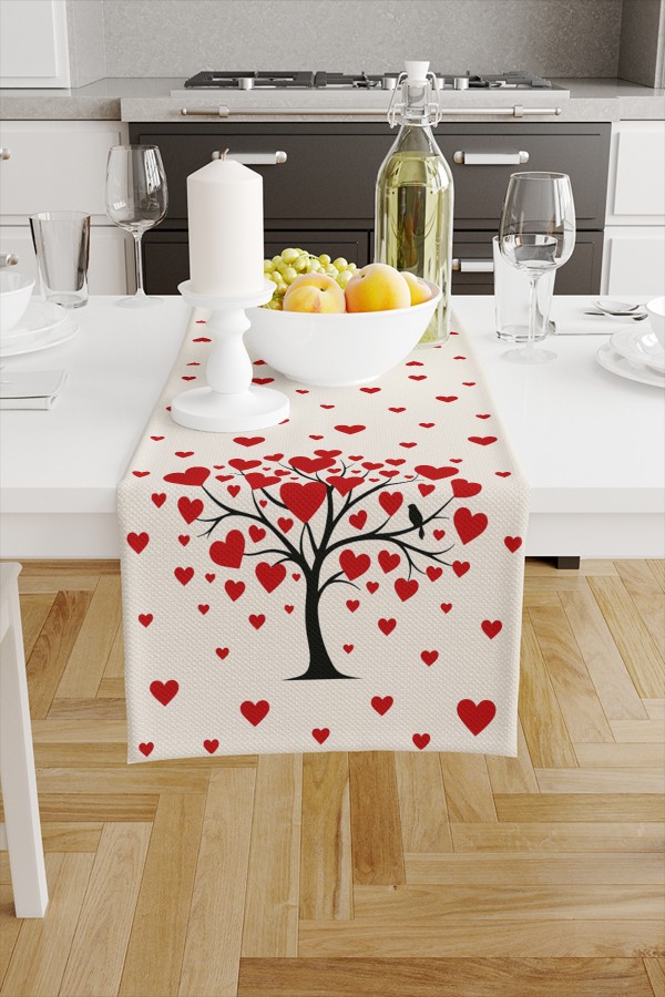 Kalp Ağaç Sevgi Desenli Dijital Baskı Yıkanabilir Dekoratif Runner 40x140cm Kalp Ağaç Sevgi Desenli Dijital Baskı Yıkanabilir Dekoratif Runner 40x140cm