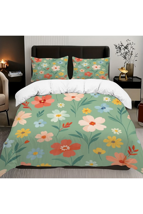 Minik Çiçekler Desenli Pamuk Saten Çift Kişilik Nevresim Takımı 200x220cm Minik Çiçekler Desenli Pamuk Saten Çift Kişilik Nevresim Takımı 200x220cm