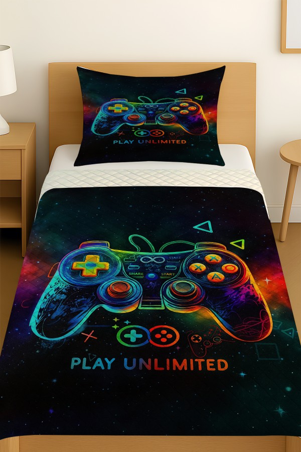Oyun Konsol Joystick Gamer Desenli Tek Kişilik Pike Takımı Yatak Örtüsü Oyun Konsol Joystick Gamer Desenli Tek Kişilik Pike Takımı Yatak Örtüsü