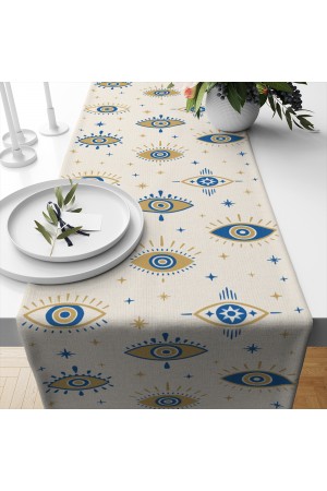 Nazar Boncuğu Göz Desenli Dijital Baskı Yıkanabilir Dekoratif Runner 40x140cm Nazar Boncuğu Göz Desenli Dijital Baskı Yıkanabilir Dekoratif Runner 40x140cm