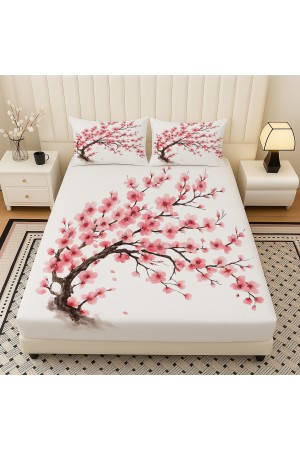 Sakura Pembe Çiçekli Ağaç Desenli Lastikli Çift Kişilik Çarşaf Takımı Yastık Kılıflı 160x200cm Sakura Pembe Çiçekli Ağaç Desenli Lastikli Çift Kişilik Çarşaf Takımı Yastık Kılıflı 160x200cm