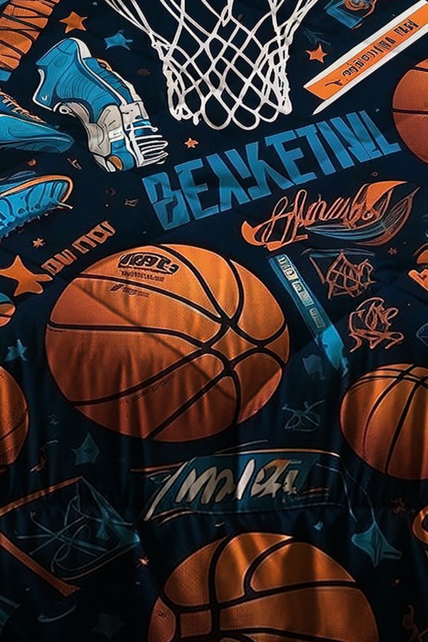 Basketbol Topları Desenli Erkek Çocuk Tek Kişilik Kapitoneli Yorgan Yastık Kılıflı Basketbol Topları Desenli Erkek Çocuk Tek Kişilik Kapitoneli Yorgan Yastık Kılıflı