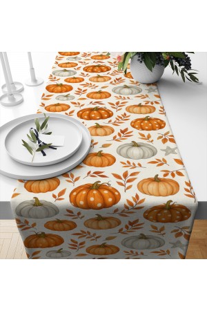Turuncu Balkabak Sonbahar Desenli Dijital Baskı Yıkanabilir Dekoratif Runner 40x140cm Turuncu Balkabak Sonbahar Desenli Dijital Baskı Yıkanabilir Dekoratif Runner 40x140cm