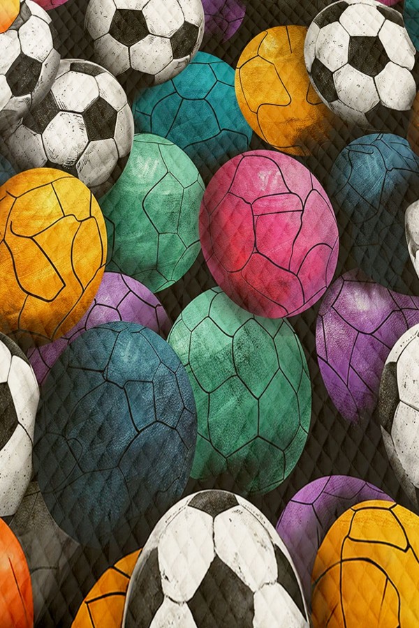 Renkli Toplar Futbol Desenli Erkek Çocuk Tek Kişilik Pike Takımı Kapitoneli Yatak Örtüsü Renkli Toplar Futbol Desenli Erkek Çocuk Tek Kişilik Pike Takımı Kapitoneli Yatak Örtüsü