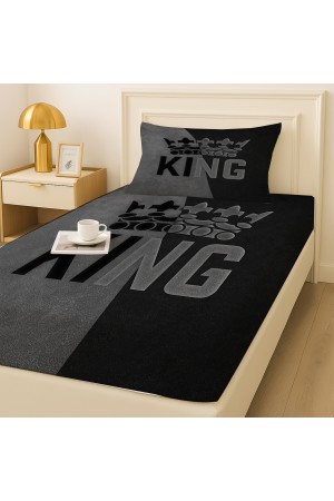 King Kral Gri Desenli Lastikli Tek Kişilik Çarşaf Takımı Yastık Kılıflı 100x200cm King Kral Gri Desenli Lastikli Tek Kişilik Çarşaf Takımı Yastık Kılıflı 100x200cm