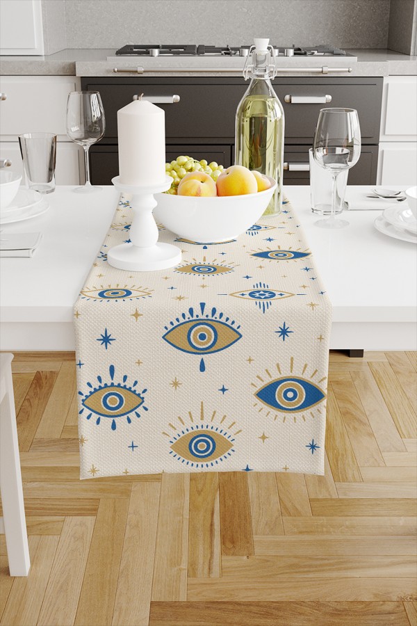 Nazar Boncuğu Göz Desenli Dijital Baskı Yıkanabilir Dekoratif Runner 40x140cm Nazar Boncuğu Göz Desenli Dijital Baskı Yıkanabilir Dekoratif Runner 40x140cm