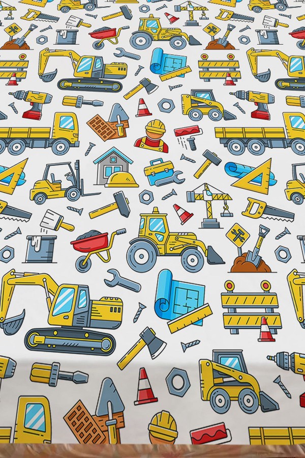 İnşaat Makineleri Kamyon Desenli Erkek Çocuk Tek Kişilik Dekoratif Yatak Örtüsü Yastık Kılıflı İnşaat Makineleri Kamyon Desenli Erkek Çocuk Tek Kişilik Dekoratif Yatak Örtüsü Yastık Kılıflı