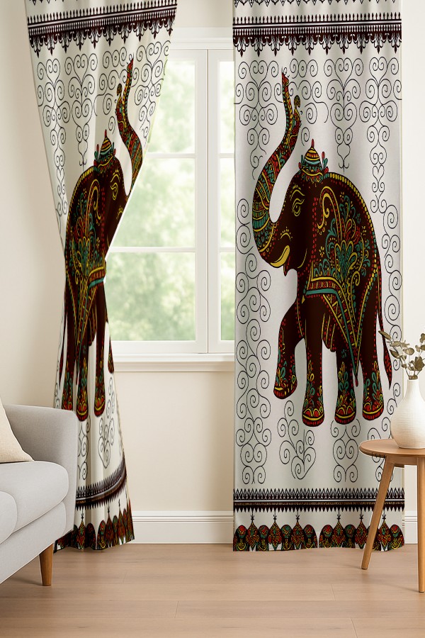 Hint Filleri Desenli Çift Kanatlı Fon Perde Süet Oturma Odası Salon Mutfak 140x260cm