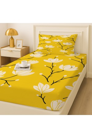 Sarı Beyaz Çiçekler Desenli Lastikli Tek Kişilik Çarşaf Takımı Yastık Kılıflı 100x200cm Sarı Beyaz Çiçekler Desenli Lastikli Tek Kişilik Çarşaf Takımı Yastık Kılıflı 100x200cm