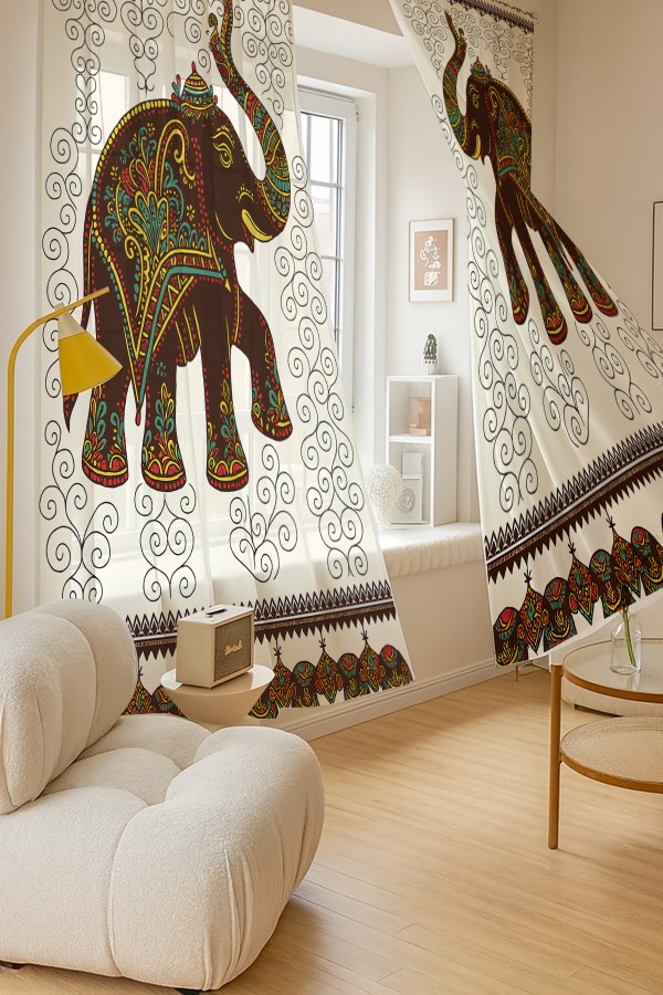 Hint Filleri Desenli Çift Kanatlı Tül Perde Oturma Odası Salon Mutfak 140x260cm