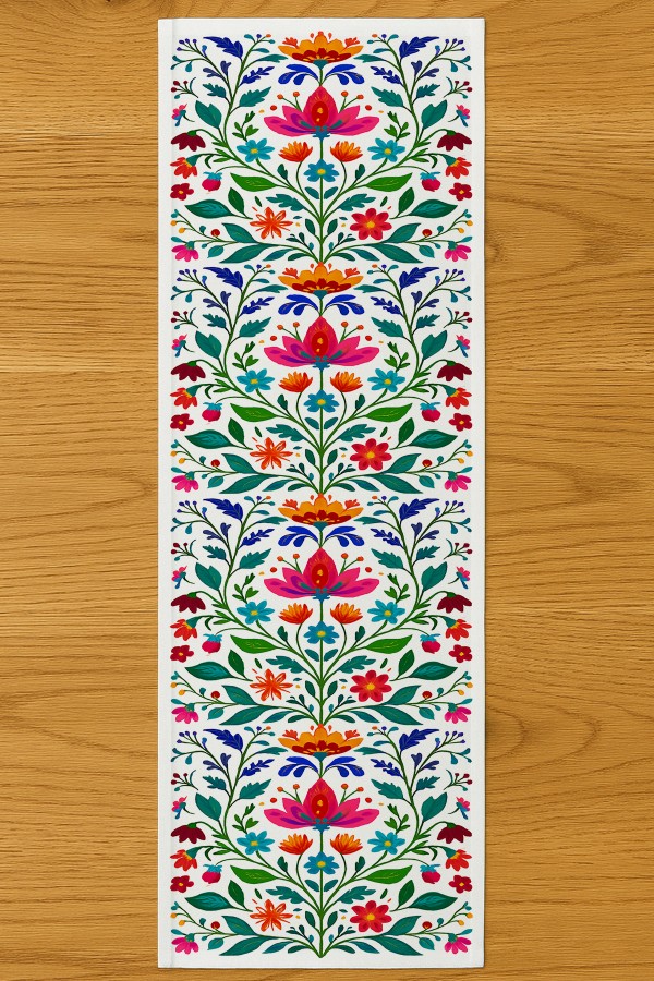 Renkli Çiçekler Vintage Desenli Dijital Baskı Yıkanabilir Dekoratif Runner 40x140cm Renkli Çiçekler Vintage Desenli Dijital Baskı Yıkanabilir Dekoratif Runner 40x140cm