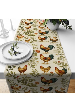 Horoz Tavuk Çiftlik Desenli Dijital Baskı Yıkanabilir Dekoratif Runner 40x140cm Horoz Tavuk Çiftlik Desenli Dijital Baskı Yıkanabilir Dekoratif Runner 40x140cm