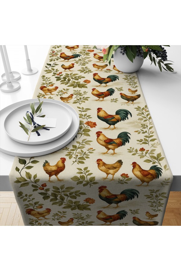 Horoz Tavuk Çiftlik Desenli Dijital Baskı Yıkanabilir Dekoratif Runner 40x140cm Horoz Tavuk Çiftlik Desenli Dijital Baskı Yıkanabilir Dekoratif Runner 40x140cm