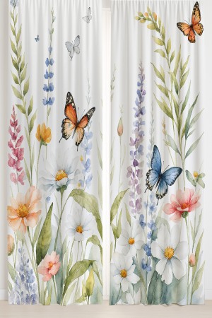 Çiçekler Kelebek Desenli Çift Kanatlı Fon Perde Süet Oturma Odası Salon Mutfak 140x260cm Çiçekler Kelebek Desenli Çift Kanatlı Fon Perde Süet Oturma Odası Salon Mutfak 140x260cm