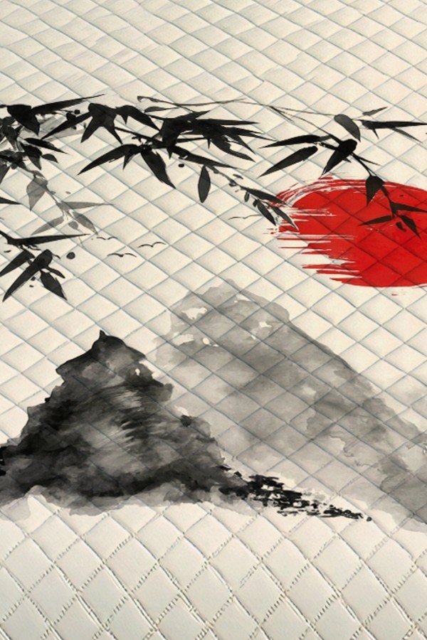 Japon Dağları Manzara Desenli Tek Kişilik Pike Takımı Yatak Örtüsü Japon Dağları Manzara Desenli Tek Kişilik Pike Takımı Yatak Örtüsü