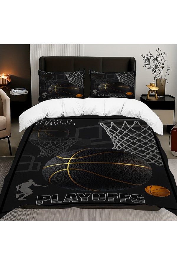 Basketbol Desenli Pamuk Saten Çift Kişilik Nevresim Takımı 200x220cm