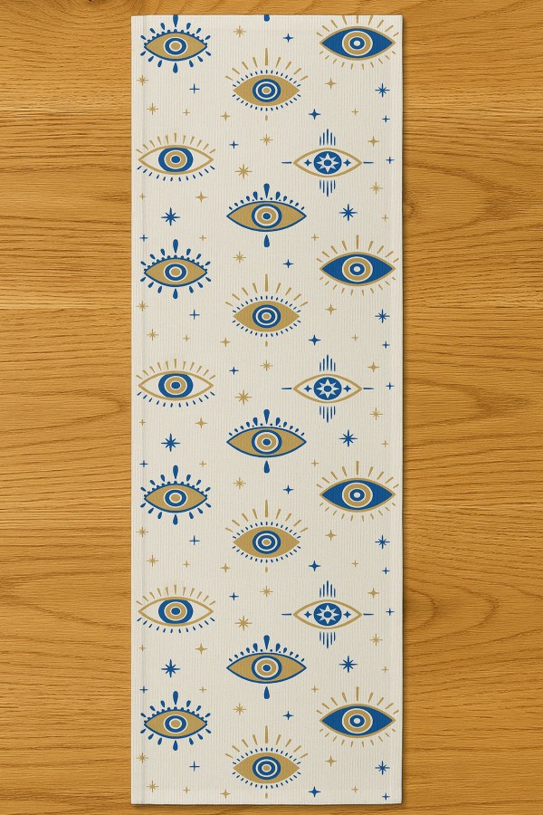 Nazar Boncuğu Göz Desenli Dijital Baskı Yıkanabilir Dekoratif Runner 40x140cm Nazar Boncuğu Göz Desenli Dijital Baskı Yıkanabilir Dekoratif Runner 40x140cm