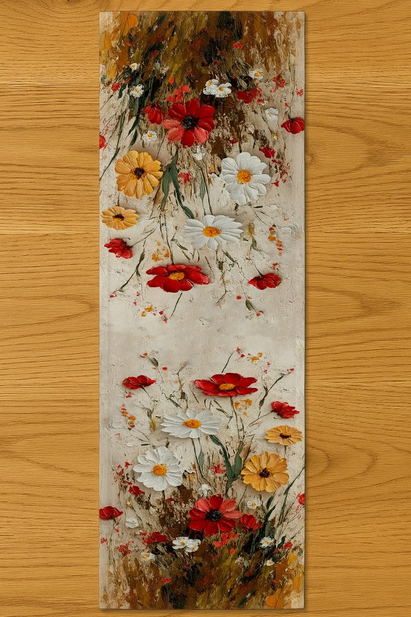 Suluboya Çiçek Desenli Dijital Baskı Yıkanabilir Dekoratif Runner 40x140cm Suluboya Çiçek Desenli Dijital Baskı Yıkanabilir Dekoratif Runner 40x140cm
