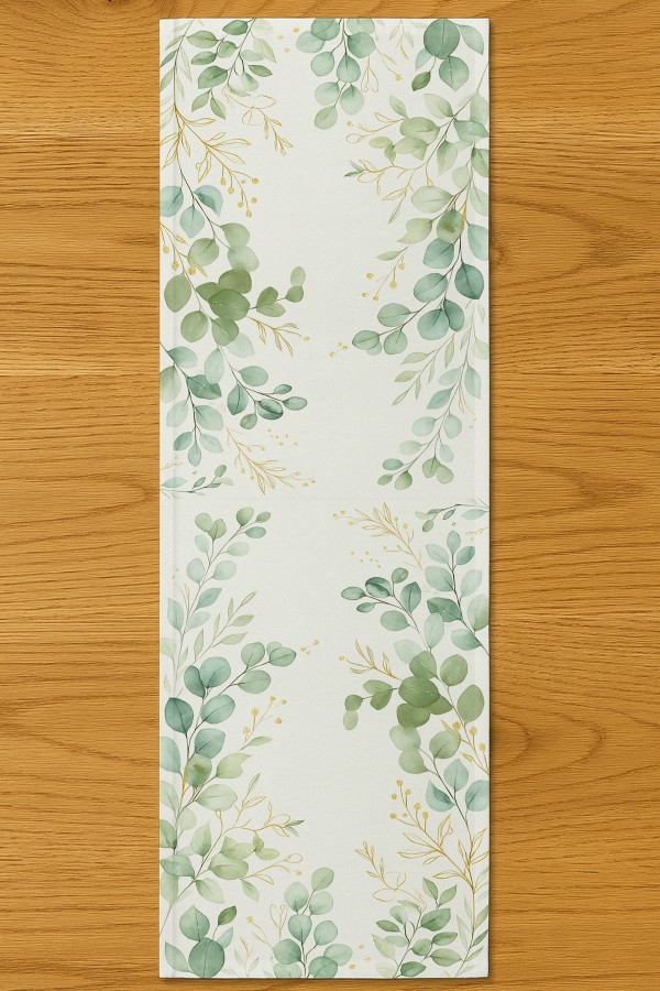 Okaliptus Yapraklı Çiçek Desenli Dijital Baskı Yıkanabilir Dekoratif Runner 40x140cm Okaliptus Yapraklı Çiçek Desenli Dijital Baskı Yıkanabilir Dekoratif Runner 40x140cm
