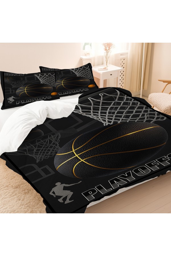 Basketbol Desenli Pamuk Saten Çift Kişilik Nevresim Takımı 200x220cm