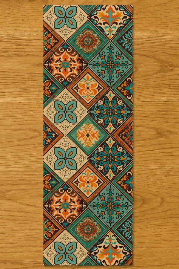 Vintage Retro Karolar Desenli Dijital Baskı Yıkanabilir Dekoratif Runner 40x140cm Vintage Retro Karolar Desenli Dijital Baskı Yıkanabilir Dekoratif Runner 40x140cm