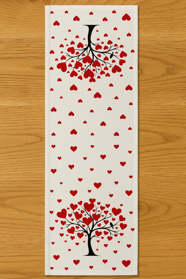 Kalp Ağaç Sevgi Desenli Dijital Baskı Yıkanabilir Dekoratif Runner 40x140cm Kalp Ağaç Sevgi Desenli Dijital Baskı Yıkanabilir Dekoratif Runner 40x140cm