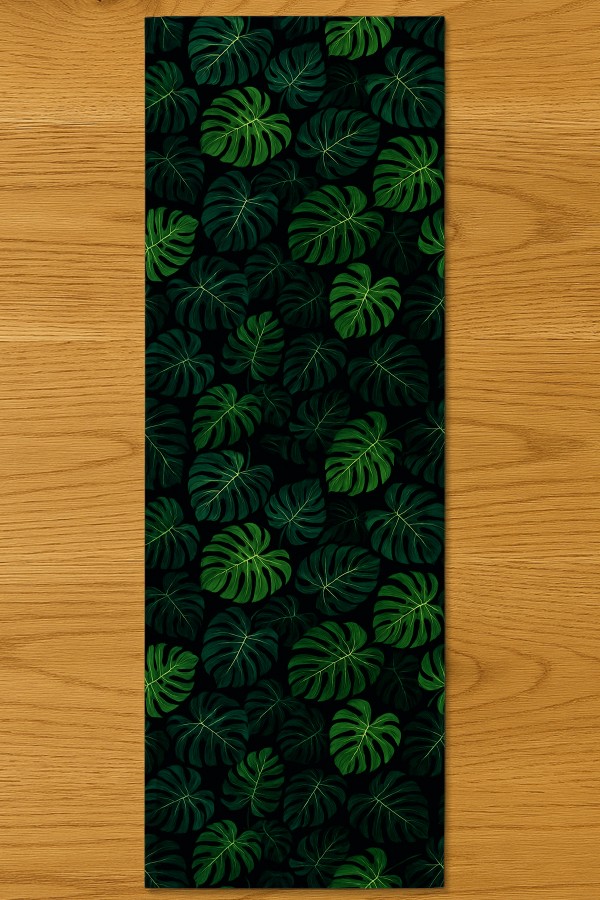 Tropikal Yapraklar Desenli Dijital Baskı Yıkanabilir Dekoratif Runner 40x140cm Tropikal Yapraklar Desenli Dijital Baskı Yıkanabilir Dekoratif Runner 40x140cm