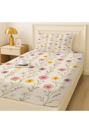 Renkli Çiçekler Desenli Lastikli Tek Kişilik Çarşaf Takımı Yastık Kılıflı 100x200cm Renkli Çiçekler Desenli Lastikli Tek Kişilik Çarşaf Takımı Yastık Kılıflı 100x200cm
