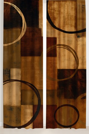 Kahverengi Geometrik Daire ve Kare Desenli Çift Kanatlı Fon Perde Süet Oturma Odası Salon Mutfak Kahverengi Geometrik Daire ve Kare Desenli Çift Kanatlı Fon Perde Süet Oturma Odası Salon Mutfak