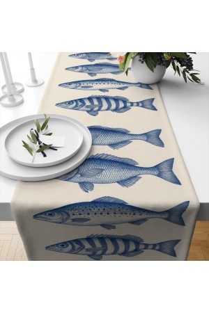 Mavi Balıklar Desenli Dijital Baskı Yıkanabilir Dekoratif Runner 40x140cm Mavi Balıklar Desenli Dijital Baskı Yıkanabilir Dekoratif Runner 40x140cm