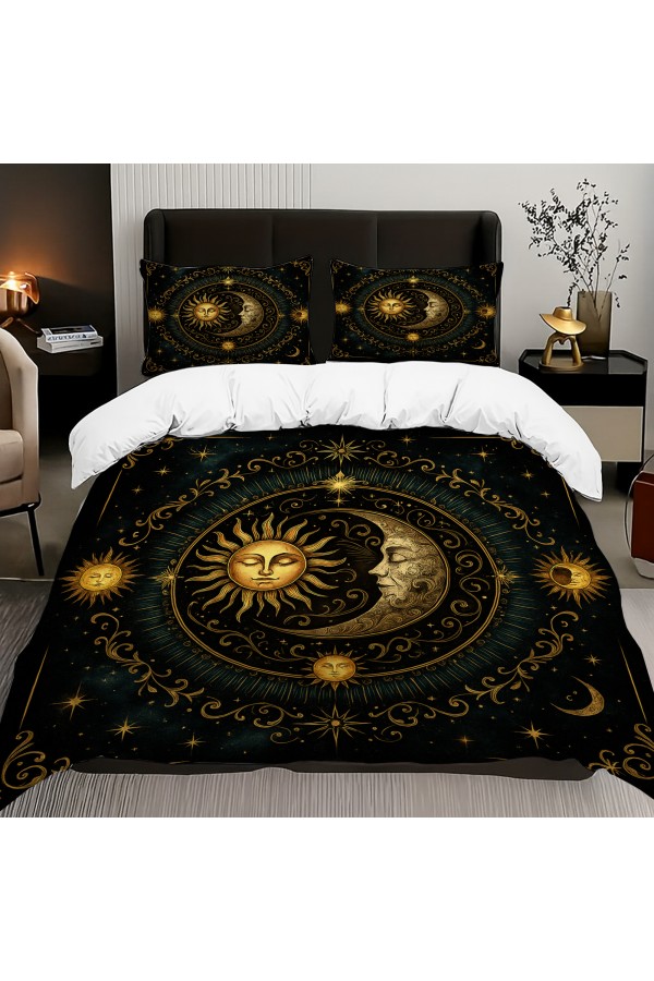 Ay Güneş Astronoloji Desenli Pamuk Saten Çift Kişilik Nevresim Takımı 200x220cm Ay Güneş Astronoloji Desenli Pamuk Saten Çift Kişilik Nevresim Takımı 200x220cm