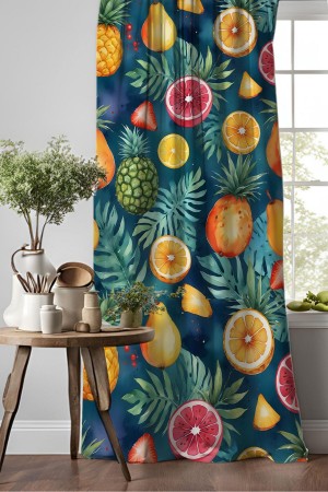 Tropikal Meyveler Desenli Djital Baskılı Yemek Odası Mutfak Fon Perde 140x260cm Tropikal Meyveler Desenli Djital Baskılı Yemek Odası Mutfak Fon Perde 140x260cm