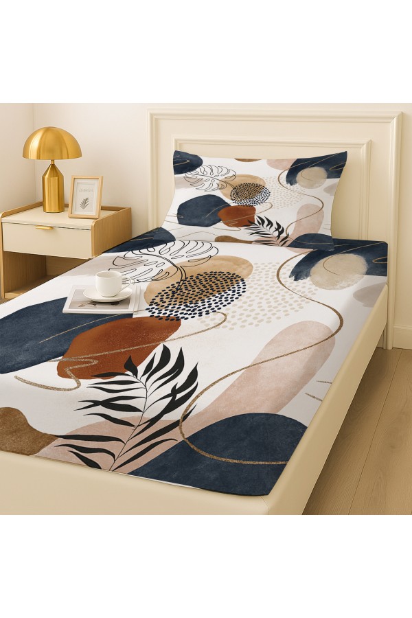 Gri Kahve Minimal Desenli Lastikli Tek Kişilik Çarşaf Takımı Yastık Kılıflı 100x200cm Gri Kahve Minimal Desenli Lastikli Tek Kişilik Çarşaf Takımı Yastık Kılıflı 100x200cm