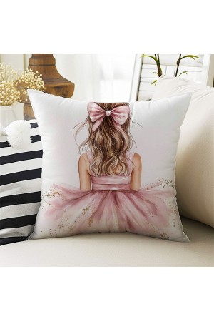 Pembe Fiyonklu Sarı Kız Desenli ÇocukDekoratif Çift Taraflı Kırlent Kılıfı 43x43cm Pembe Fiyonklu Sarı Kız Desenli ÇocukDekoratif Çift Taraflı Kırlent Kılıfı 43x43cm