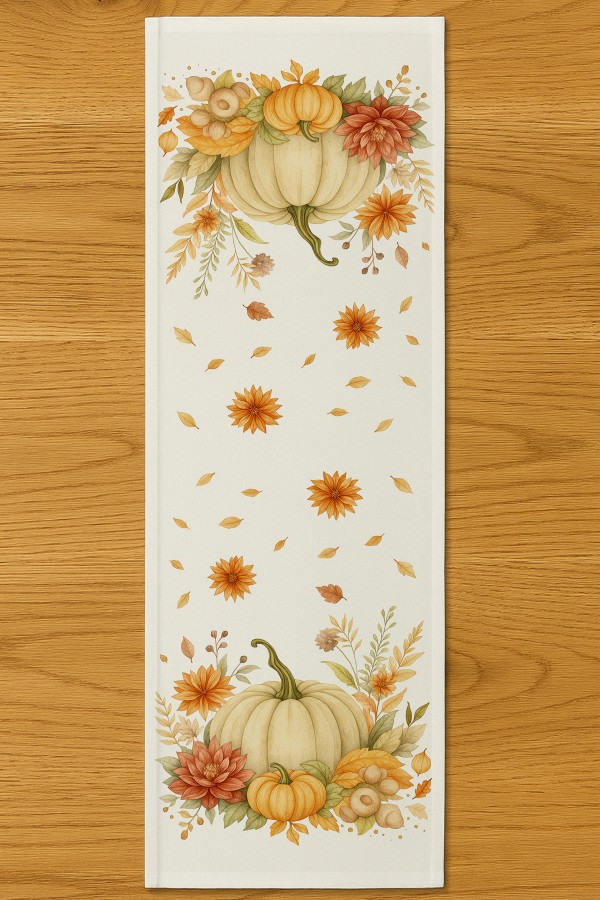 Balkabağı Sonbahar Desenli Dijital Baskı Yıkanabilir Dekoratif Runner 40x140cm Balkabağı Sonbahar Desenli Dijital Baskı Yıkanabilir Dekoratif Runner 40x140cm