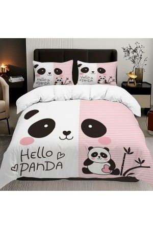 Sevimli Panda Desenli Pamuk Saten Çift Kişilik Nevresim Takımı 200x220cm Sevimli Panda Desenli Pamuk Saten Çift Kişilik Nevresim Takımı 200x220cm