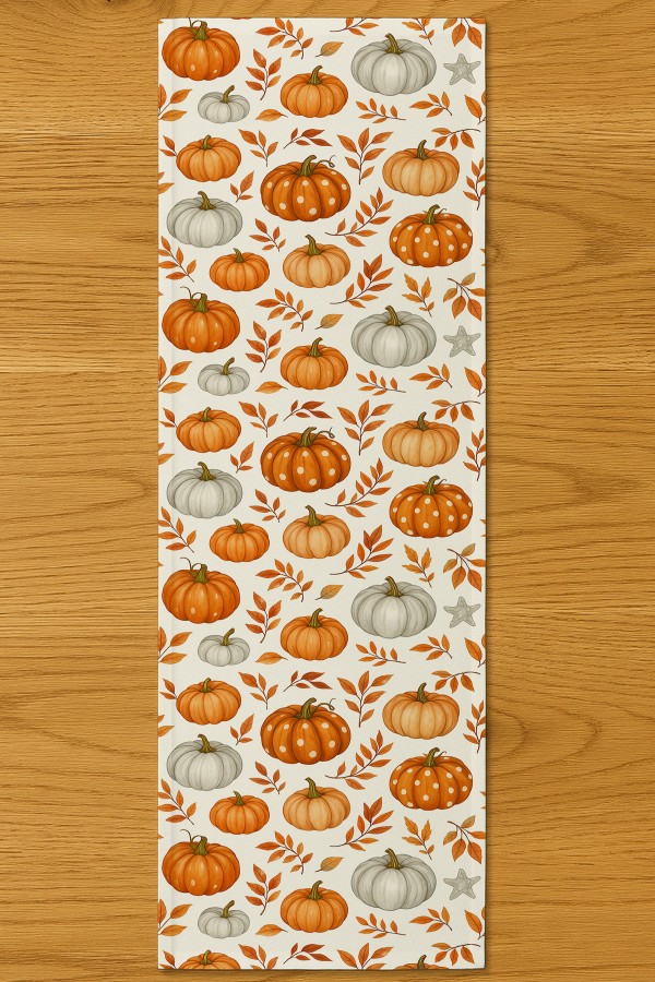 Turuncu Balkabak Sonbahar Desenli Dijital Baskı Yıkanabilir Dekoratif Runner 40x140cm Turuncu Balkabak Sonbahar Desenli Dijital Baskı Yıkanabilir Dekoratif Runner 40x140cm