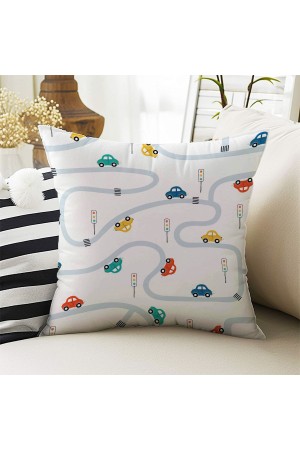 Renkli Araba Trafik Desenli Erkek ÇocukDekoratif Çift Taraflı Kırlent Kılıfı 43x43cm Renkli Araba Trafik Desenli Erkek ÇocukDekoratif Çift Taraflı Kırlent Kılıfı 43x43cm