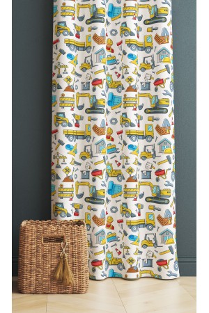İnşaat Makineleri Kamyon Desenli Erkek Çocuk Odası Fon Perde 140x260cm İnşaat Makineleri Kamyon Desenli Erkek Çocuk Odası Fon Perde 140x260cm