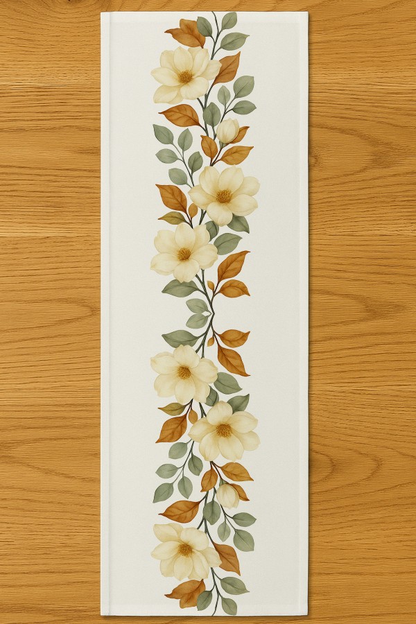 Naturel Çiçek Desenli Dijital Baskı Yıkanabilir Dekoratif Runner 40x140cm Naturel Çiçek Desenli Dijital Baskı Yıkanabilir Dekoratif Runner 40x140cm