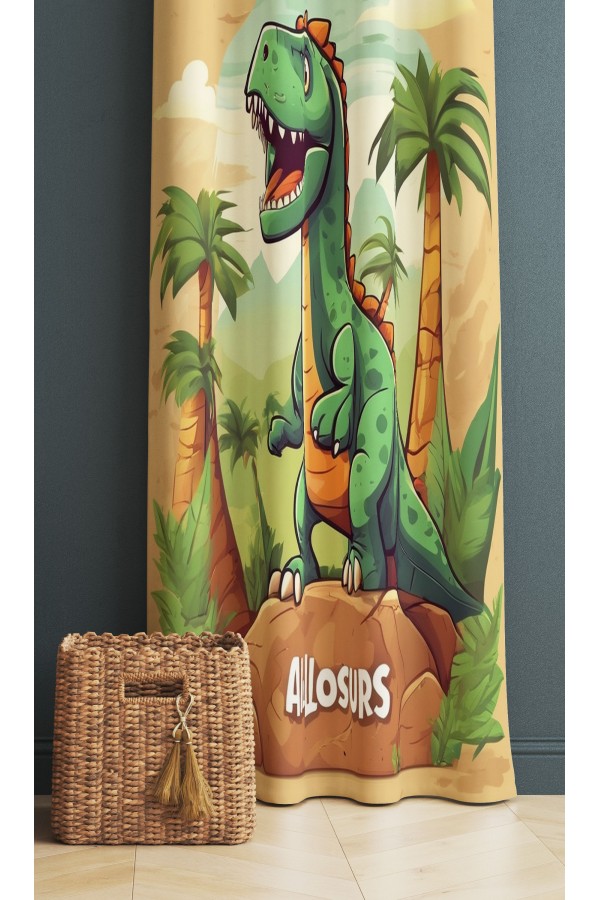 Dinazor Desenli Erkek Çocuk Odası Fon Perde 140x260cm Dinazor Desenli Erkek Çocuk Odası Fon Perde 140x260cm