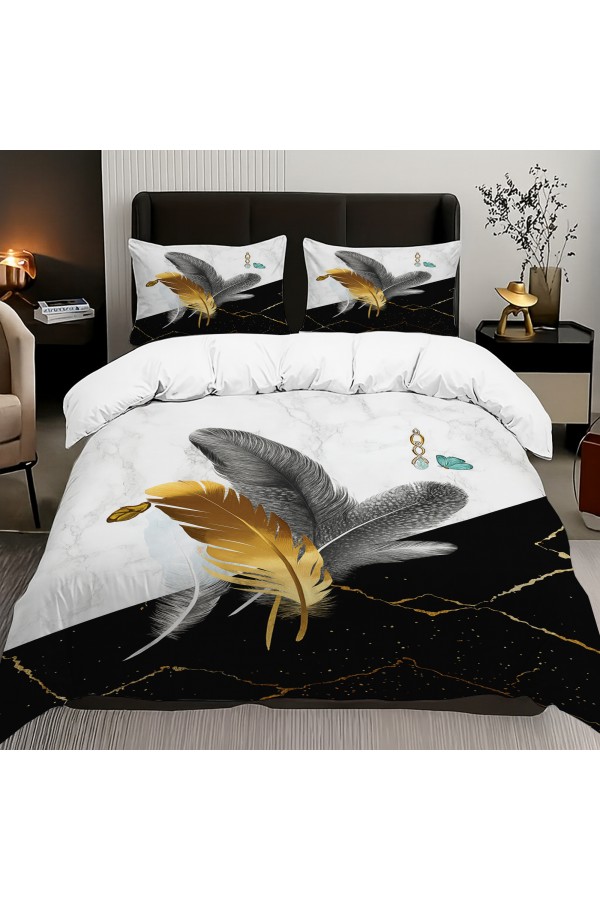 Renkli Tüyler Desenli Pamuk Saten Çift Kişilik Nevresim Takımı 200x220cm Renkli Tüyler Desenli Pamuk Saten Çift Kişilik Nevresim Takımı 200x220cm