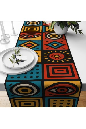 Afrika Karolar Desenli Dijital Baskı Yıkanabilir Dekoratif Runner 40x140cm Afrika Karolar Desenli Dijital Baskı Yıkanabilir Dekoratif Runner 40x140cm
