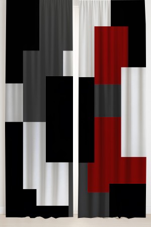 Kırmızı Siyah Gri Blok Geometrik Desenli Çift Kanatlı Fon Perde Süet Oturma Odası Salon Mutfak Kırmızı Siyah Gri Blok Geometrik Desenli Çift Kanatlı Fon Perde Süet Oturma Odası Salon Mutfak