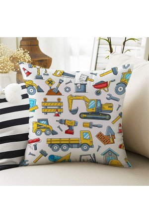 İnşaat Makineleri Kamyon Desenli Erkek ÇocukDekoratif Çift Taraflı Kırlent Kılıfı 43x43cm İnşaat Makineleri Kamyon Desenli Erkek ÇocukDekoratif Çift Taraflı Kırlent Kılıfı 43x43cm