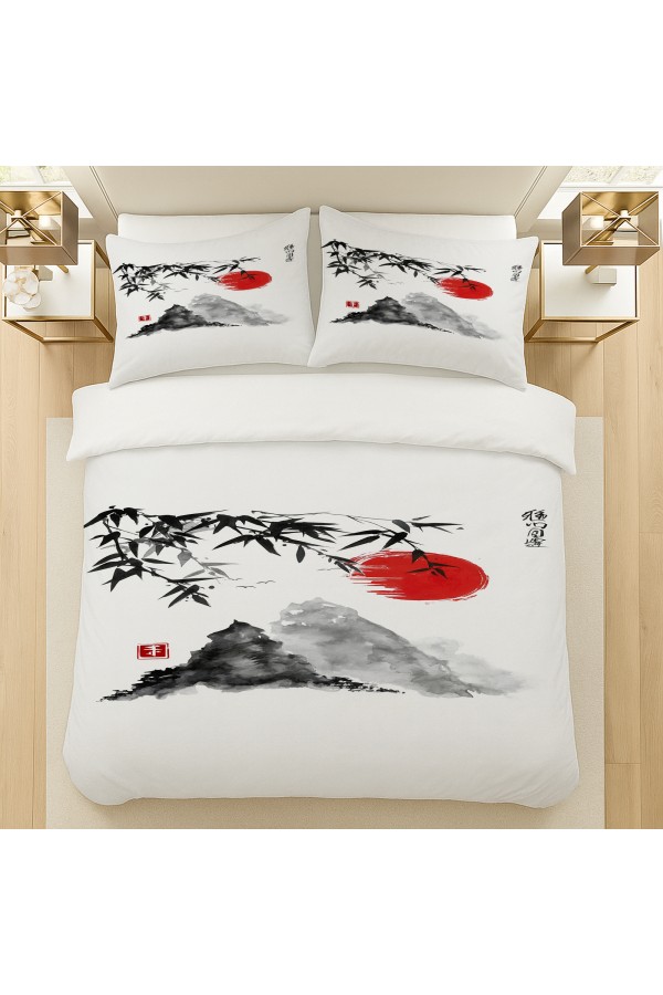 Japon Dağları Manzara Desenli Pamuk Saten Çift Kişilik Nevresim Takımı 200x220cm Japon Dağları Manzara Desenli Pamuk Saten Çift Kişilik Nevresim Takımı 200x220cm