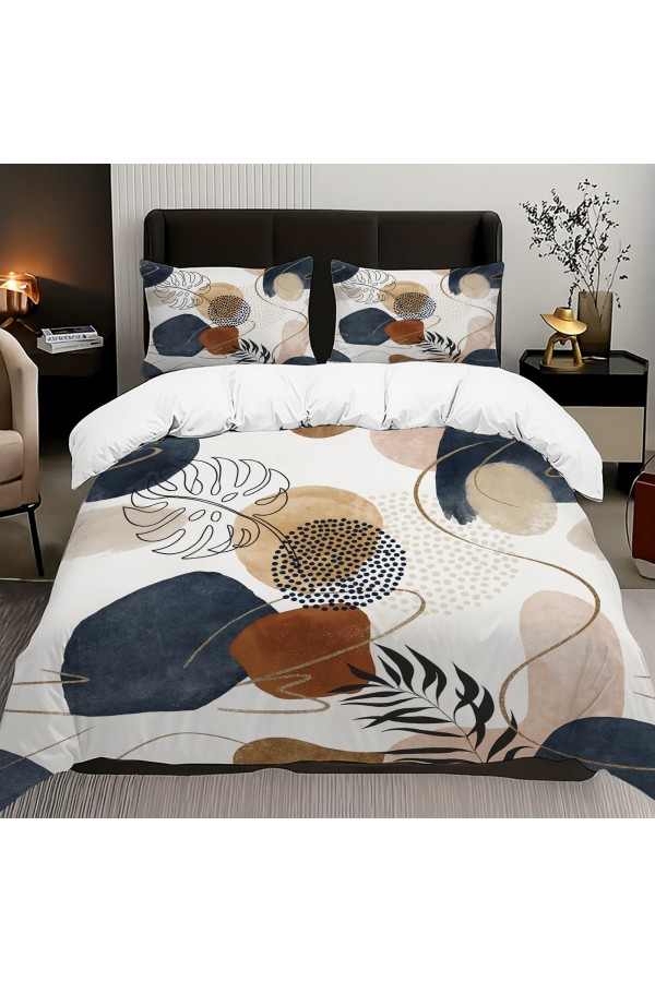 Gri Kahve Minimal Desenli Pamuk Saten Çift Kişilik Nevresim Takımı 200x220cm Gri Kahve Minimal Desenli Pamuk Saten Çift Kişilik Nevresim Takımı 200x220cm