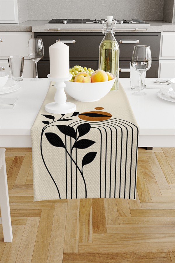 Minimal Desenli Dijital Baskı Yıkanabilir Dekoratif Runner 40x140cm Minimal Desenli Dijital Baskı Yıkanabilir Dekoratif Runner 40x140cm