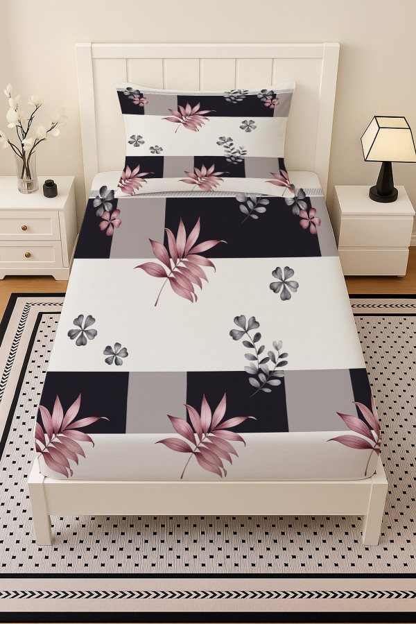 Geometrik Çiçek Desenli Lastikli Tek Kişilik Çarşaf Takımı Yastık Kılıflı 100x200cm Geometrik Çiçek Desenli Lastikli Tek Kişilik Çarşaf Takımı Yastık Kılıflı 100x200cm