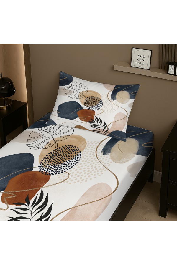 Gri Kahve Minimal Desenli Lastikli Tek Kişilik Çarşaf Takımı Yastık Kılıflı 100x200cm Gri Kahve Minimal Desenli Lastikli Tek Kişilik Çarşaf Takımı Yastık Kılıflı 100x200cm